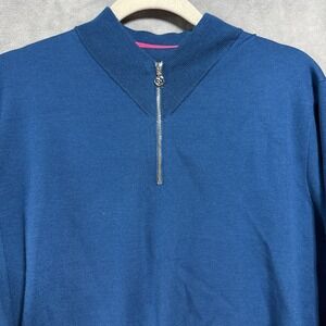 G/Fore Pullover 1/4 Zip Sweater Size Medium in Blue Teal Wool / Polyester Blend